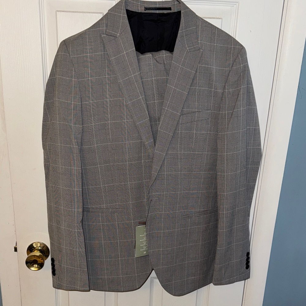 H&M Gray Plaid Men's Suit
